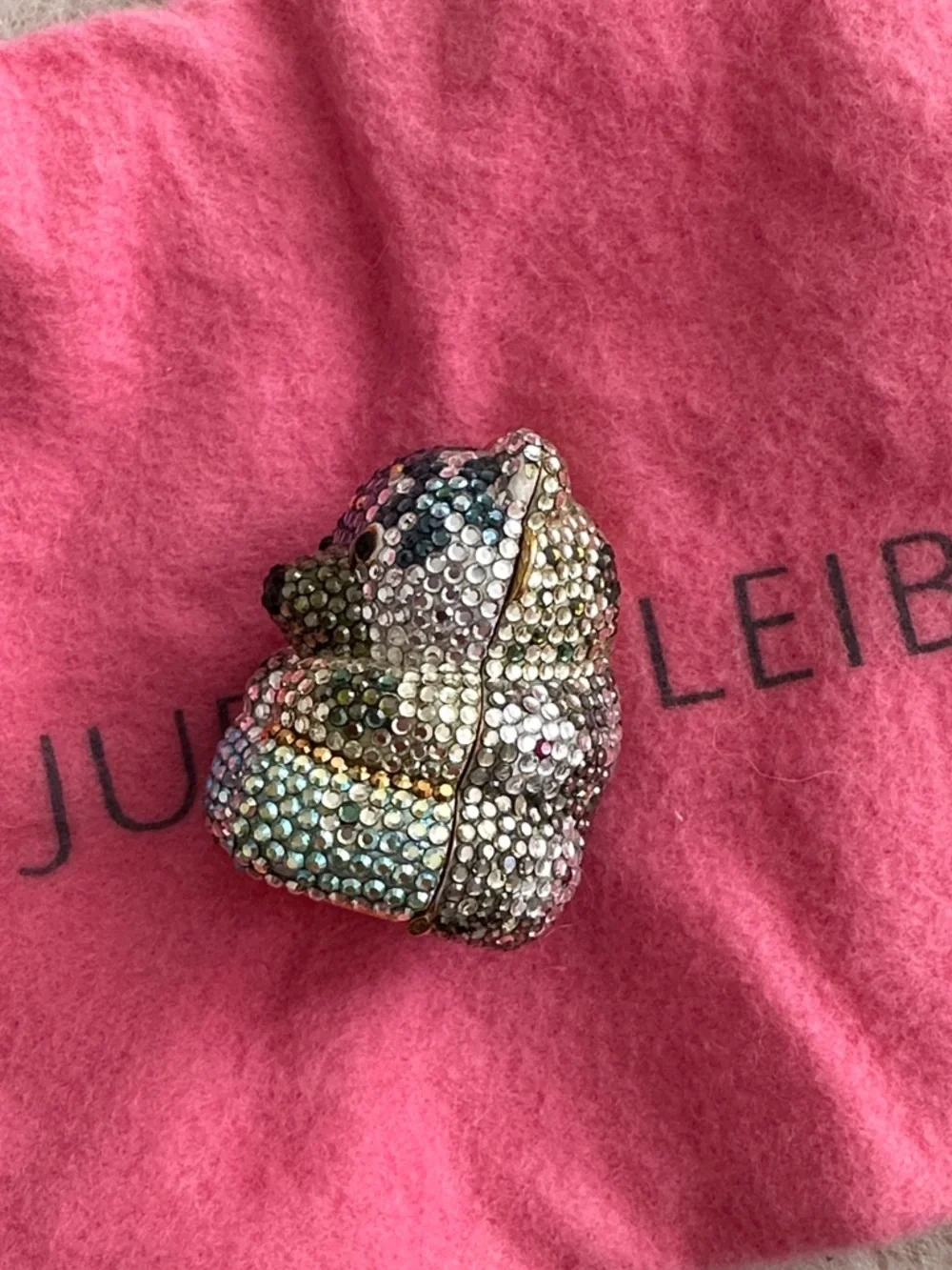 Jenni Gold Teddy Bear Trinket Box on Pink Pouch - Picture 2 of 8